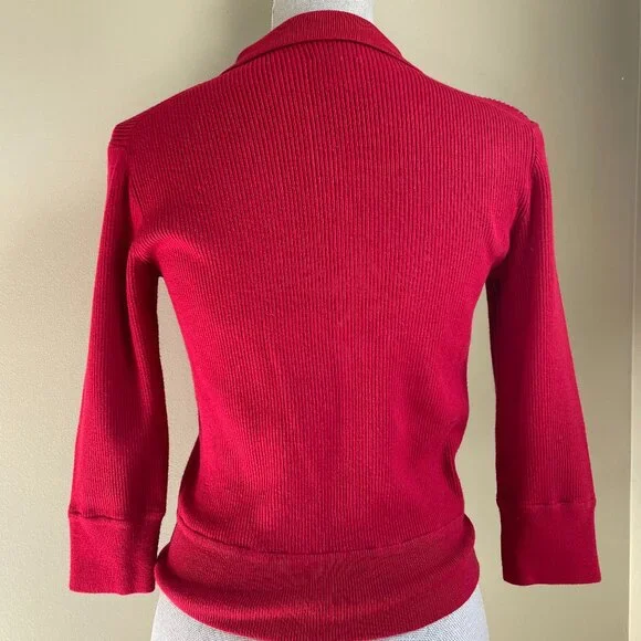 I.N.C. Red Pull Over Sweater Cropped Size Medium - Picture 3 of 5